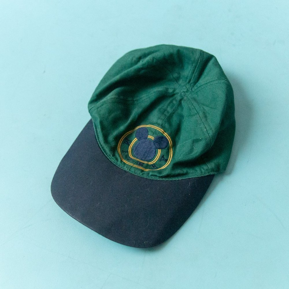 VINTAGE 90's Disney Embroidered Flannel Lined Mickey Mouse Ball Cap Hat